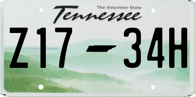 TN license plate Z1734H