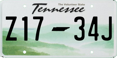 TN license plate Z1734J