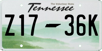 TN license plate Z1736K