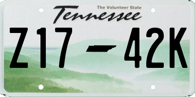 TN license plate Z1742K