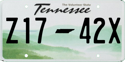 TN license plate Z1742X