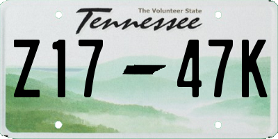 TN license plate Z1747K