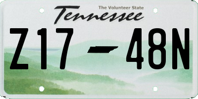 TN license plate Z1748N