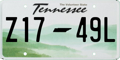 TN license plate Z1749L