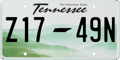 TN license plate Z1749N