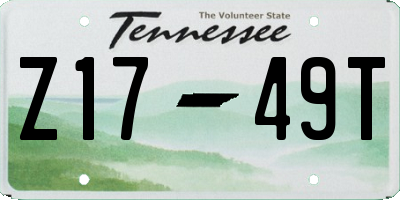 TN license plate Z1749T