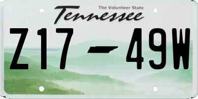 TN license plate Z1749W