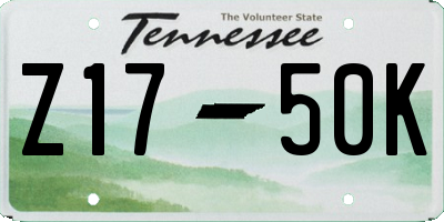 TN license plate Z1750K