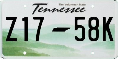 TN license plate Z1758K