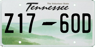 TN license plate Z1760D