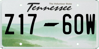 TN license plate Z1760W