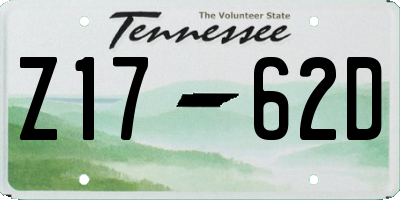 TN license plate Z1762D