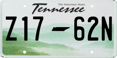 TN license plate Z1762N