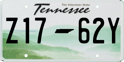 TN license plate Z1762Y