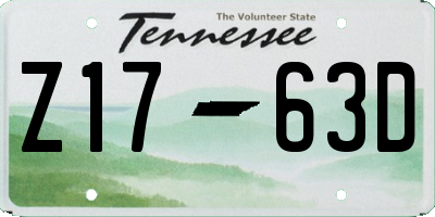 TN license plate Z1763D