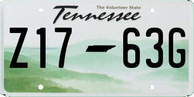 TN license plate Z1763G