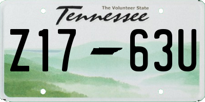 TN license plate Z1763U