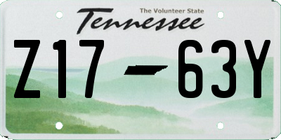 TN license plate Z1763Y