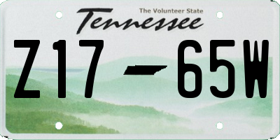 TN license plate Z1765W