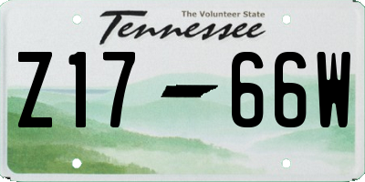 TN license plate Z1766W
