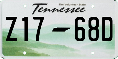TN license plate Z1768D