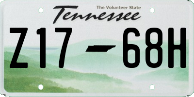 TN license plate Z1768H