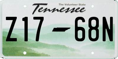 TN license plate Z1768N