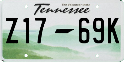 TN license plate Z1769K