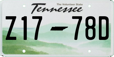TN license plate Z1778D
