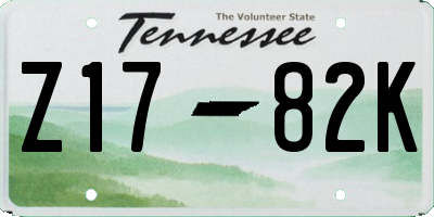 TN license plate Z1782K