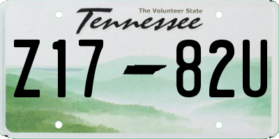 TN license plate Z1782U