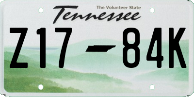 TN license plate Z1784K