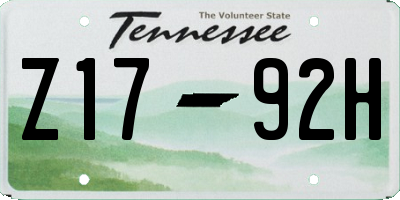TN license plate Z1792H