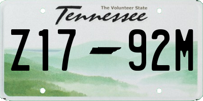 TN license plate Z1792M