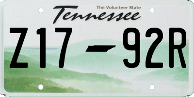 TN license plate Z1792R