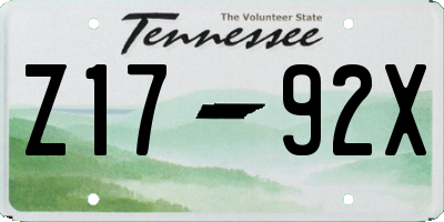 TN license plate Z1792X