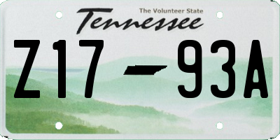 TN license plate Z1793A