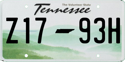 TN license plate Z1793H