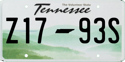 TN license plate Z1793S