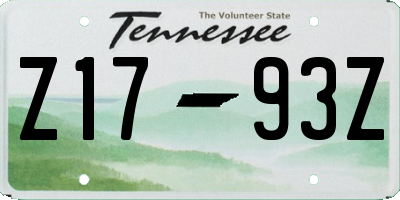 TN license plate Z1793Z
