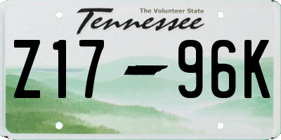TN license plate Z1796K
