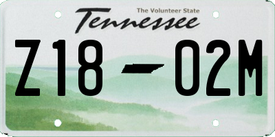 TN license plate Z1802M