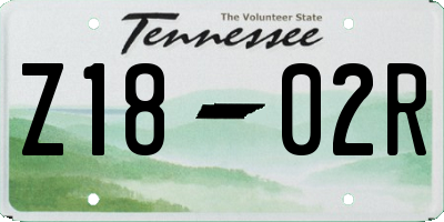 TN license plate Z1802R