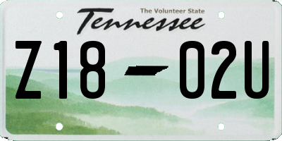 TN license plate Z1802U