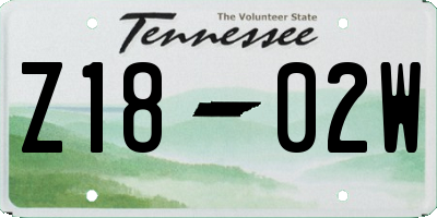 TN license plate Z1802W