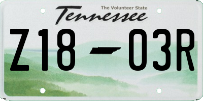 TN license plate Z1803R