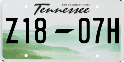 TN license plate Z1807H