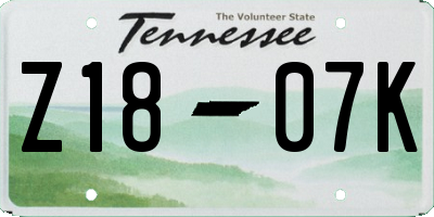 TN license plate Z1807K