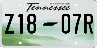 TN license plate Z1807R