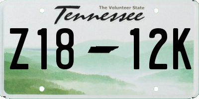 TN license plate Z1812K